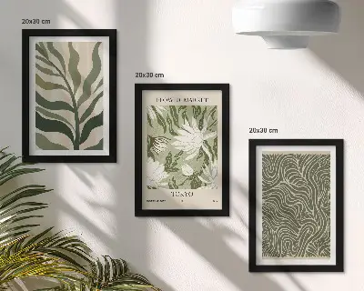 Juego de 3 cuadros decorativos con estampados botánicos de plantas en estilo bohemio
