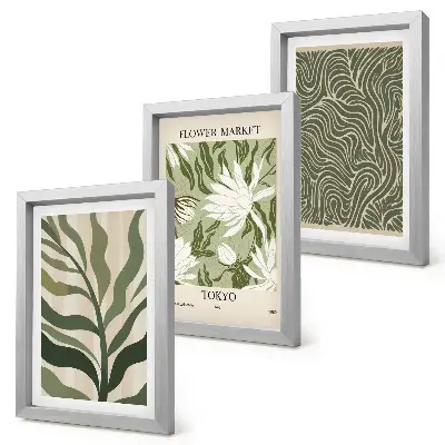 Juego de 3 cuadros decorativos con estampados botánicos de plantas en estilo bohemio