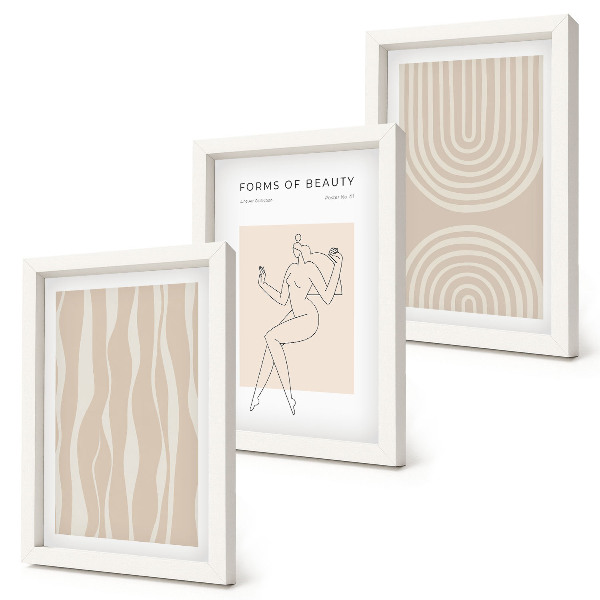 Tríptico enmarcado Diseños abstractos, delicadas decoraciones bohemias