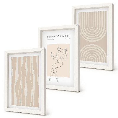 Tríptico enmarcado Diseños abstractos, delicadas decoraciones bohemias