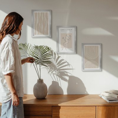 Tríptico enmarcado Diseños abstractos, delicadas decoraciones bohemias