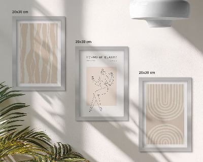 Tríptico enmarcado Diseños abstractos, delicadas decoraciones bohemias