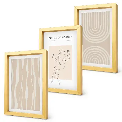Tríptico enmarcado diseños abstractos con decoraciones bohemias delicadas