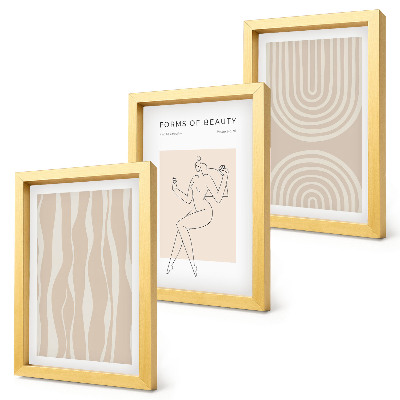 Tríptico enmarcado Diseños abstractos, delicadas decoraciones bohemias