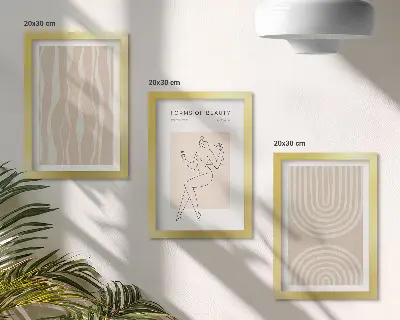 Tríptico enmarcado diseños abstractos con decoraciones bohemias delicadas