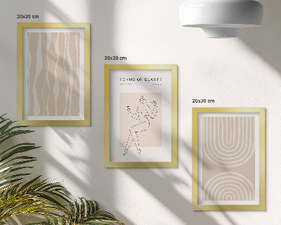 Tríptico enmarcado Diseños abstractos, delicadas decoraciones bohemias
