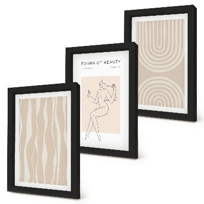 Tríptico enmarcado Diseños abstractos, delicadas decoraciones bohemias
