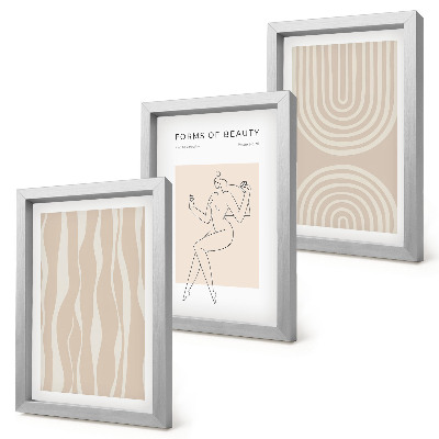 Tríptico enmarcado Diseños abstractos, delicadas decoraciones bohemias