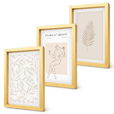 Tríptico enmarcado motivos de diseño botánico minimalista