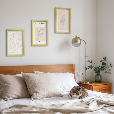 Tríptico enmarcado motivos de diseño botánico minimalista