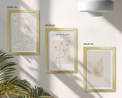 Tríptico enmarcado motivos de diseño botánico minimalista