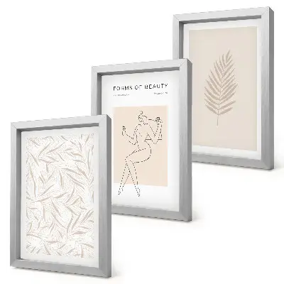 Tríptico enmarcado con motivos de diseño botánico minimalista