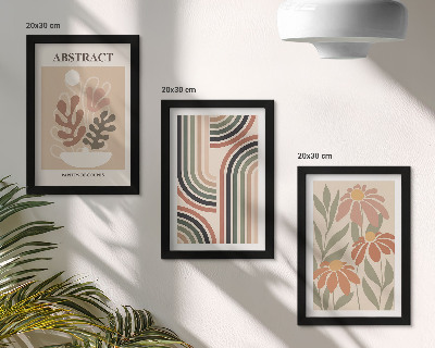 Juego de 3 cuadros decorativos Plantas y patrones abstractos en colores pastel.