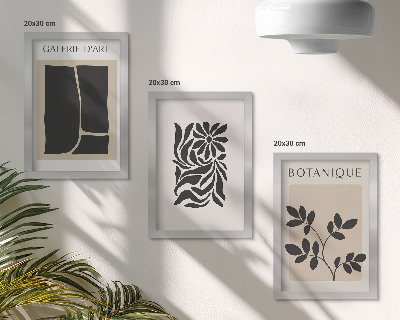 Tríptico enmarcado Patrones abstractos de plantas y formas geométricas