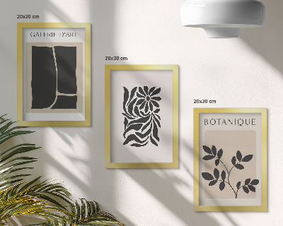 Tríptico enmarcado Patrones abstractos de plantas y formas geométricas