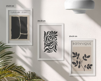 Tríptico enmarcado Patrones abstractos de plantas y formas geométricas