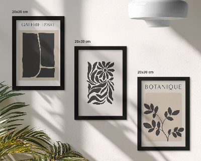 Tríptico enmarcado Patrones abstractos de plantas y formas geométricas
