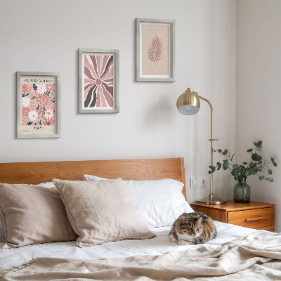 Juego de 3 cuadros decorativos Diseños florales con hojas y formas geométricas
