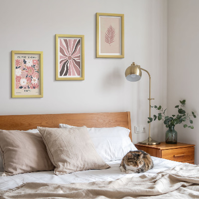 Juego de 3 cuadros decorativos Diseños florales con hojas y formas geométricas