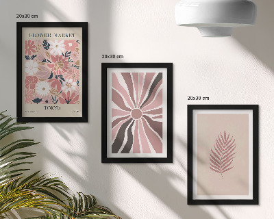 Juego de 3 cuadros decorativos Diseños florales con hojas y formas geométricas