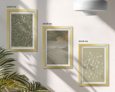 Tríptico enmarcado Diseños ondulados y abstractos con flores de estilo bohemio