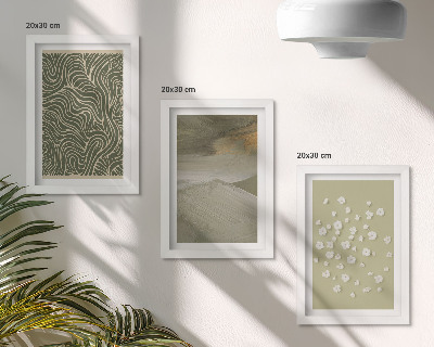 Tríptico enmarcado Diseños ondulados y abstractos con flores de estilo bohemio
