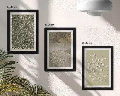 Tríptico enmarcado Diseños ondulados y abstractos con flores de estilo bohemio