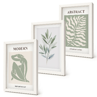 Tríptico enmarcado Diseño de Matisse, acuarela, plantas bohemias