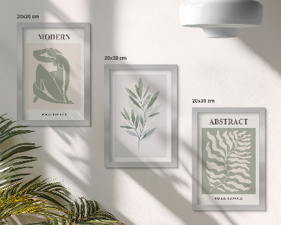 Tríptico enmarcado Diseño de Matisse, acuarela, plantas bohemias