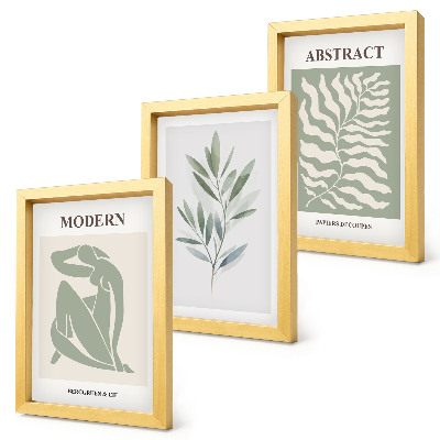 Tríptico enmarcado Diseño de Matisse, acuarela, plantas bohemias