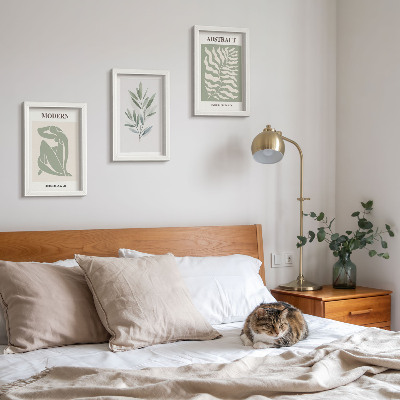 Tríptico enmarcado Diseño de Matisse, acuarela, plantas bohemias