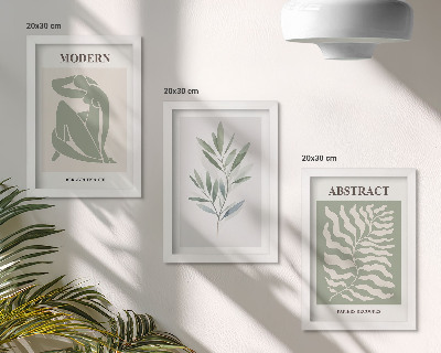 Tríptico enmarcado Diseño de Matisse, acuarela, plantas bohemias