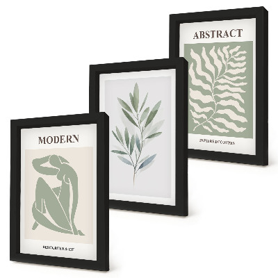 Tríptico enmarcado Diseño de Matisse, acuarela, plantas bohemias