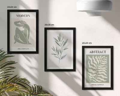 Tríptico enmarcado Diseño de Matisse, acuarela, plantas bohemias