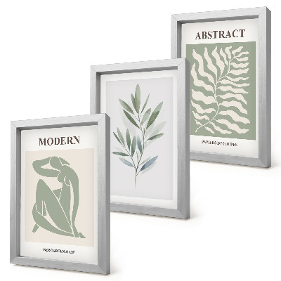 Tríptico enmarcado Diseño de Matisse, acuarela, plantas bohemias