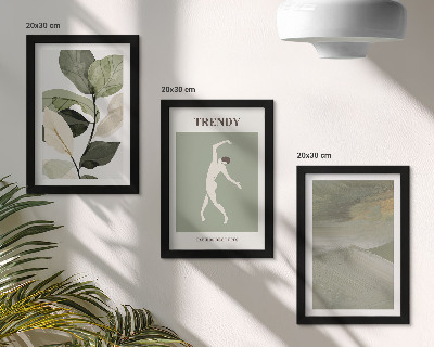 Tríptico enmarcado Diseños vegetales con siluetas y formas abstractas