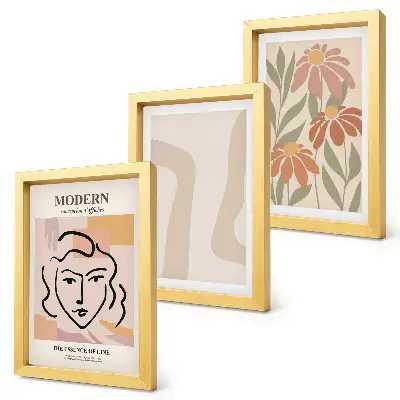 Juego de 3 cuadros decorativos con diseño de mujer en estilo moderno y estampados abstractos
