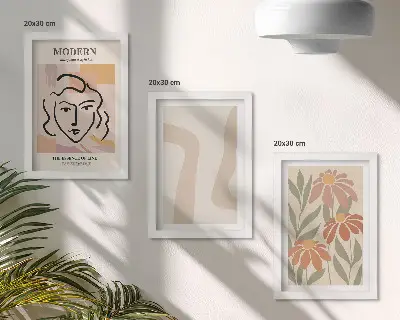 Juego de 3 cuadros decorativos con diseño de mujer en estilo moderno y estampados abstractos
