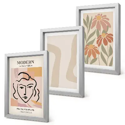 Juego de 3 cuadros decorativos con diseño de mujer en estilo moderno y estampados abstractos