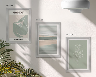 Tríptico enmarcado Formas abstractas en tonos pastel con plantas