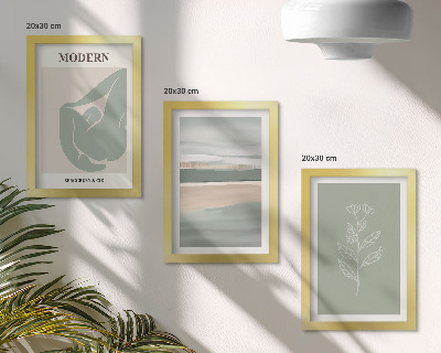 Tríptico enmarcado Formas abstractas en tonos pastel con plantas