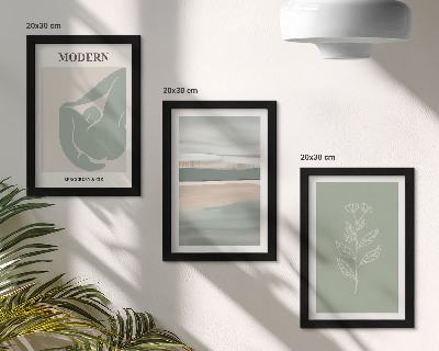 Tríptico enmarcado Formas abstractas en tonos pastel con plantas