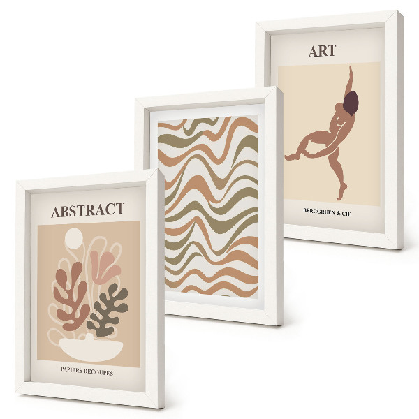 Juego de 3 cuadros decorativos Matisse, formas y patrones abstractos bohemios.