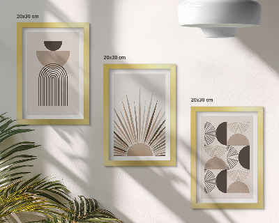 Juego de 3 cuadros decorativos Formas abstractas en tonos beige y marrón.