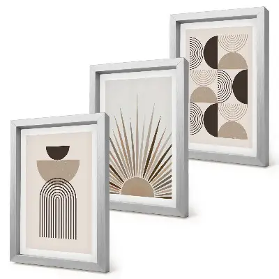Juego de 3 cuadros decorativos con diseño de formas abstractas en tonos beige y marrón