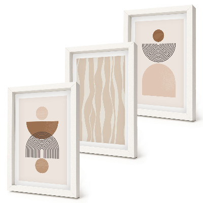 Tríptico enmarcado Formas abstractas en tonos marrones y beige.