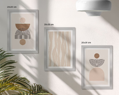Tríptico enmarcado Formas abstractas en tonos marrones y beige.