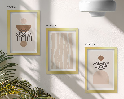 Tríptico enmarcado Formas abstractas en tonos marrones y beige.