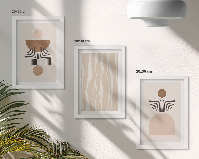 Tríptico enmarcado Formas abstractas en tonos marrones y beige.