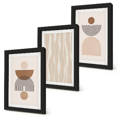 Tríptico enmarcado Formas abstractas en tonos marrones y beige.